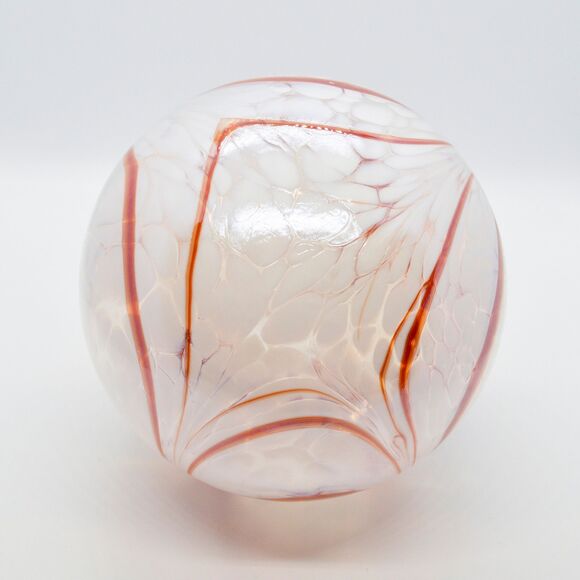 2 Sisters Artisan Glass 4" Red & White Swirled Blown Glass Ornament - Picture 5 of 7